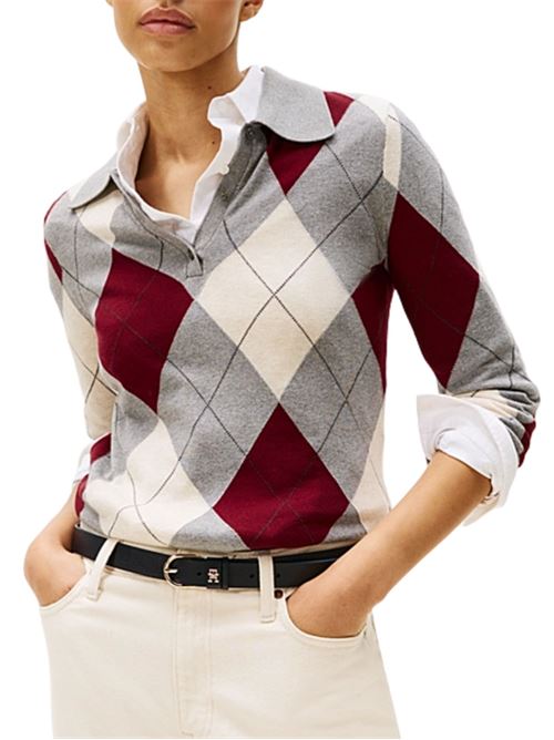 Pullover lungo con motivo a rombi Tommy Hilfiger | WW0WW483930K1